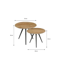 Mica Decorations Jailey Bijzettafel - Set van 2 - H49 x Ø50 cm