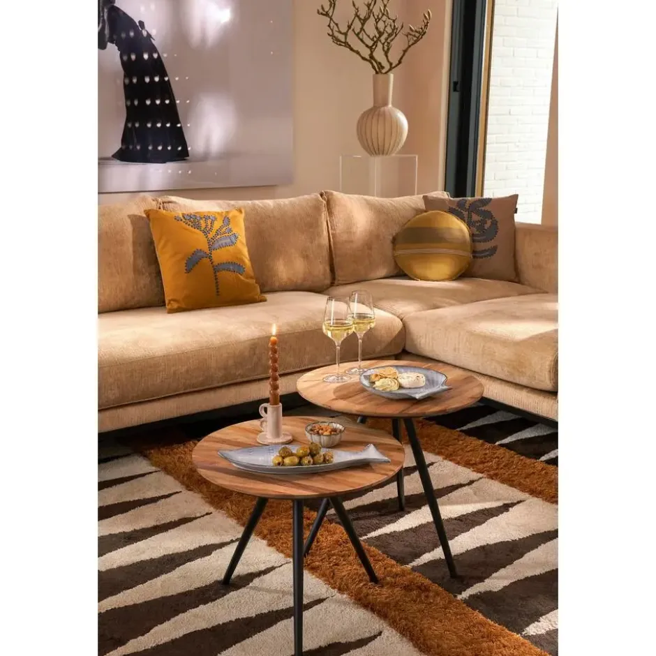 Mica Decorations Jailey Bijzettafel - Set van 2 - H49 x Ø50 cm