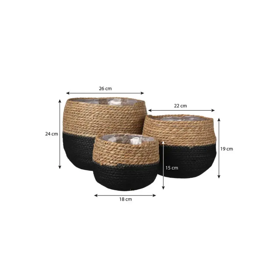 Mica Decorations Jorck Mand voor Planten - Set van 3 - Zwart