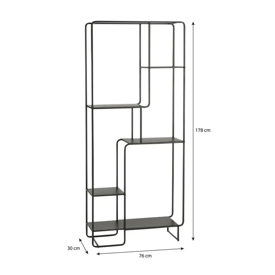 Mica Decorations Jules Open kast - L76 x B30 x H178 cm - Zwart