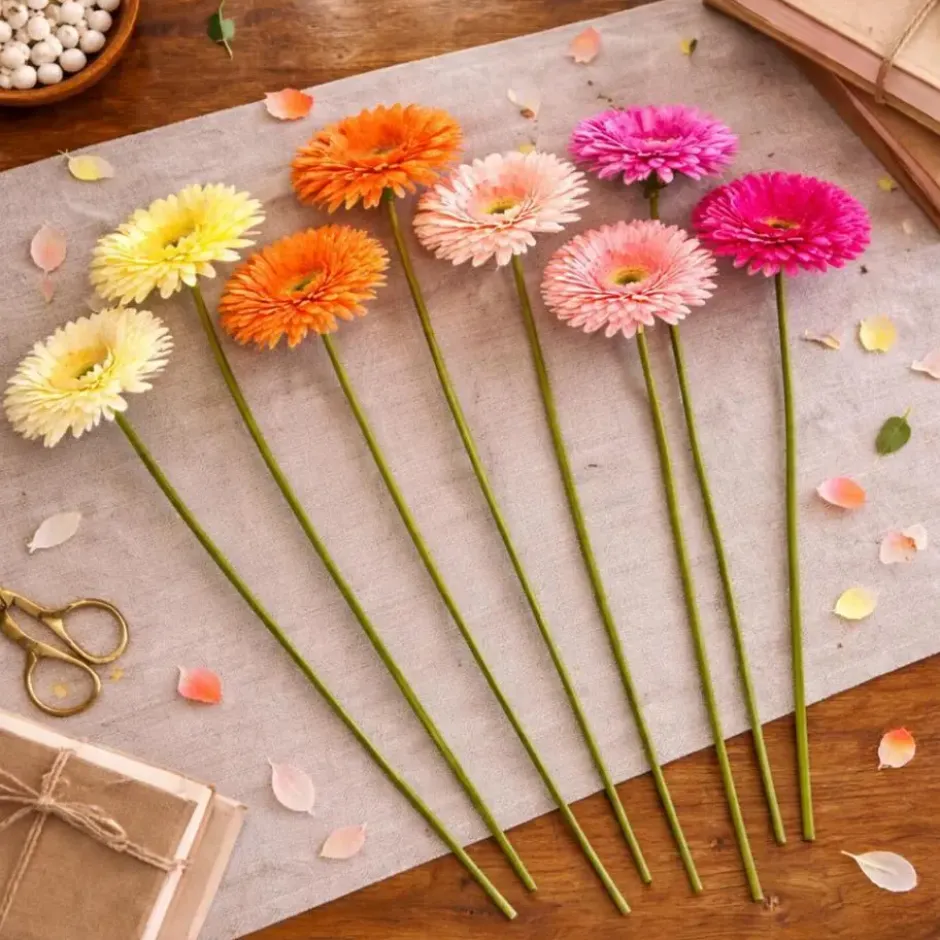 Mica Decorations Kunstbloem Gerbera Floral - H60 cm - roze