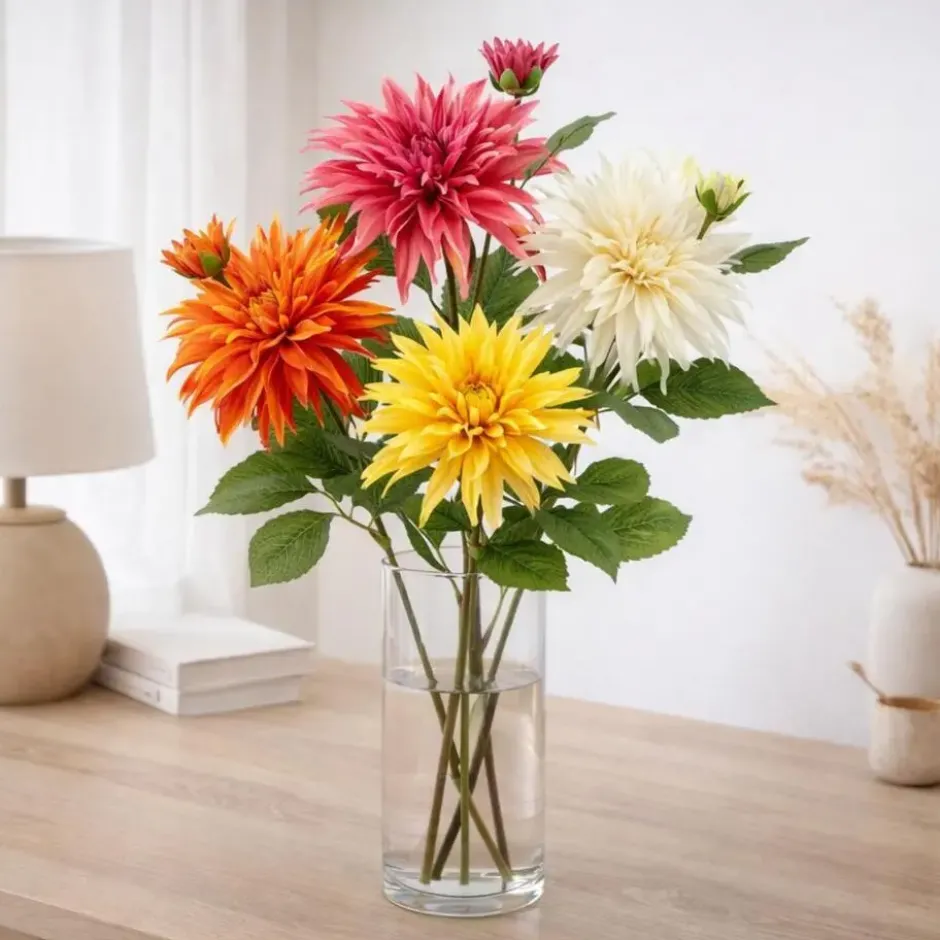 Mica Decorations Kunstbloem Dahlia Artistic - H74 cm - roze