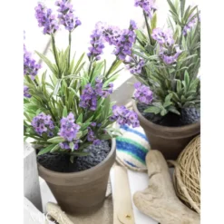 Mica Decorations Kunstplant - lavendel - paars - in pot - 20 x 33 cm