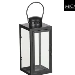 Mica decorations Lantaarn - zwart - metaal - 10 x 23 cm