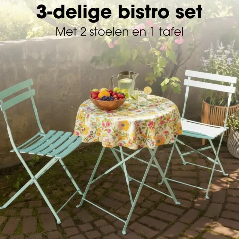 Mica Decorations Laurence Bistro Set - Set of 3 - Metaal - Lichtgroen