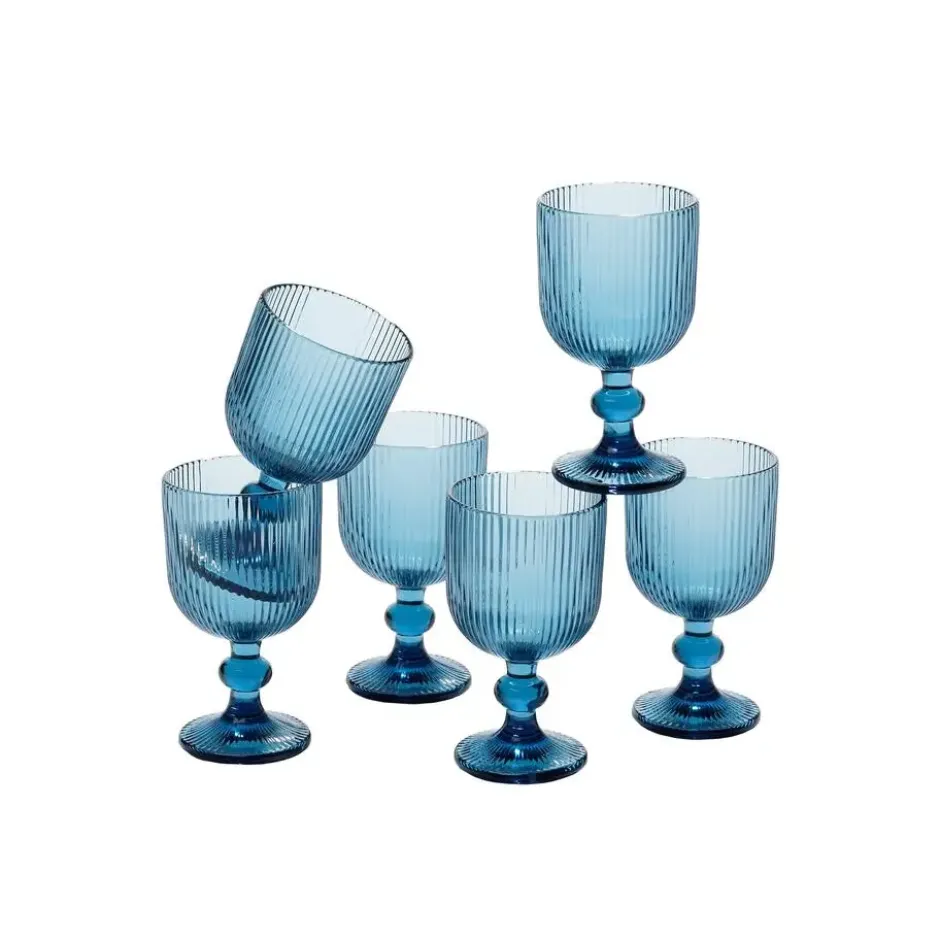 Mica Decorations Merlot Wijnglas - Set van 6 - 250 ml - Blauw