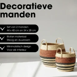 Mica Decorations Opbergmand Set van 2 Opbergmanden