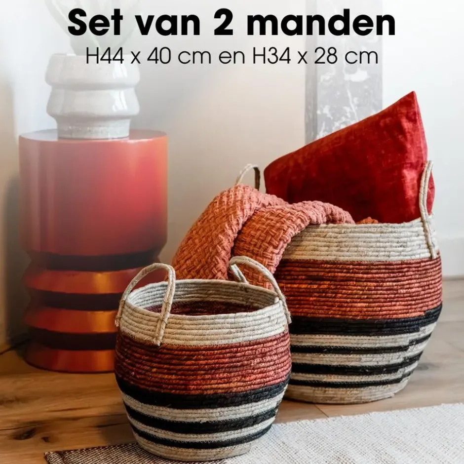 Mica Decorations Opbergmand Set van 2 Opbergmanden