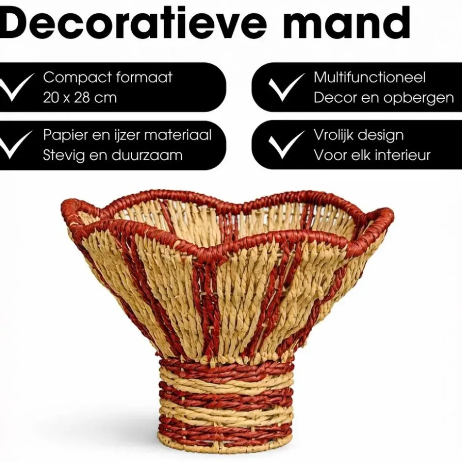 Mica Decorations Opbergmand met Handvatten - Bruin, Zwart