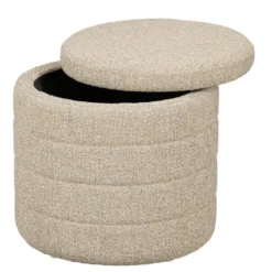 Mica Decorations Opberg poef beige FSC 100% - h40,5xd42cm