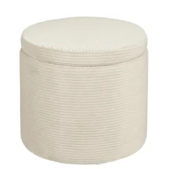 Mica Decorations Opberg poef off white - h40,5xd42cm