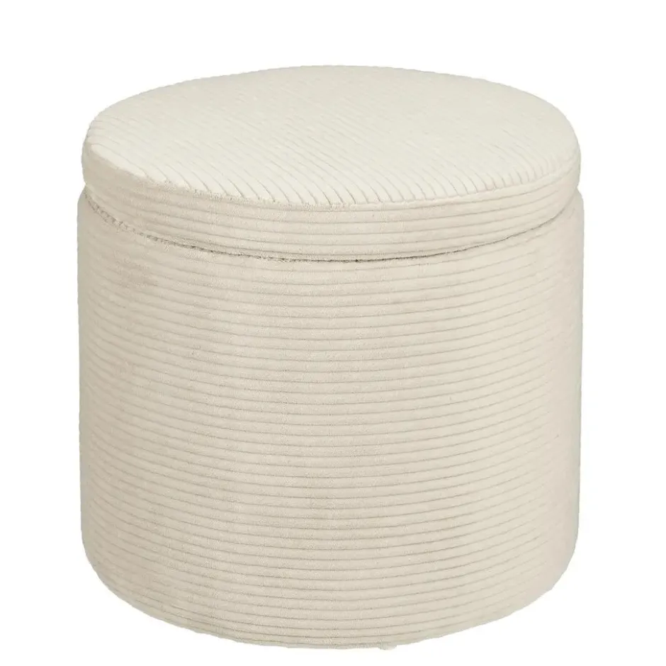Mica Decorations Opberg poef off white - h40,5xd42cm