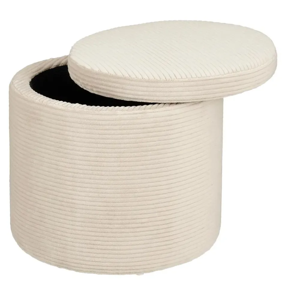 Mica Decorations Opberg poef off white - h40,5xd42cm