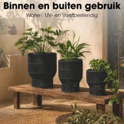 Mica Decorations Peta Bloempot – Set van 3 – Zwart