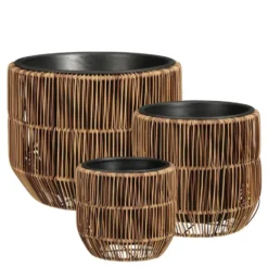 Mica Decorations Peta Bloempot – Set van 3 – Donkerbruin