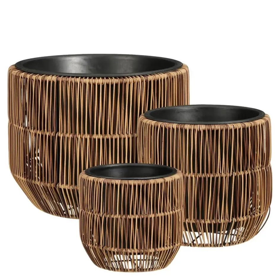 Mica Decorations Peta Bloempot – Set van 3 – Donkerbruin