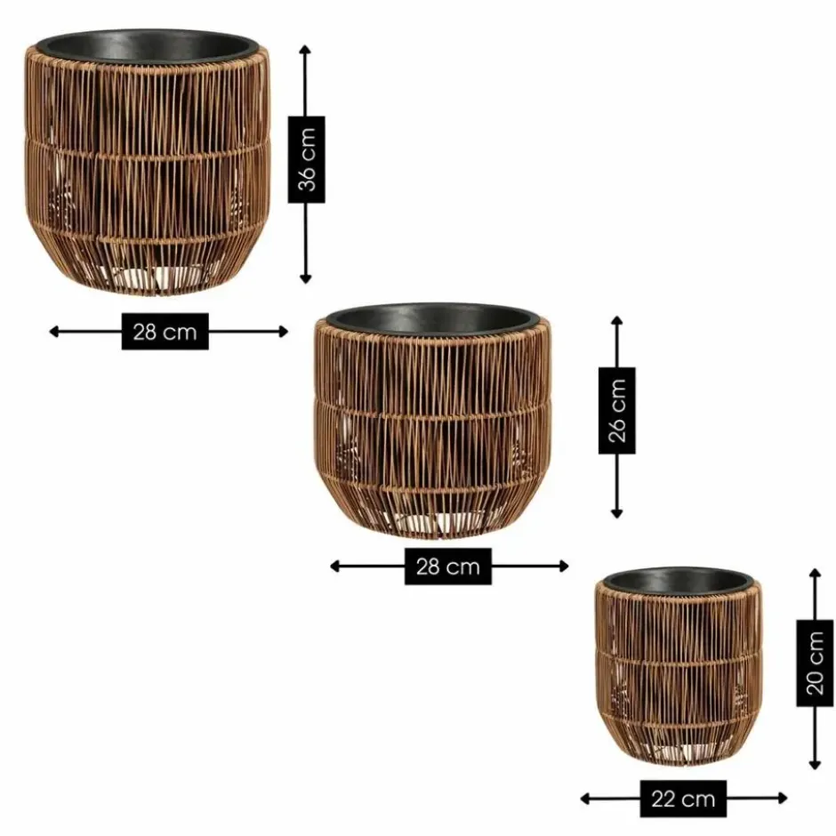 Mica Decorations Peta Bloempot – Set van 3 – Donkerbruin