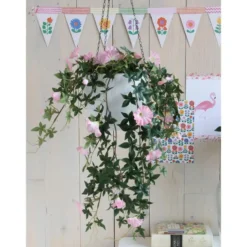 Mica Decorations Petunia Hangende Kunstplant in Bloempot Roze