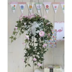 Mica Decorations Petunia Hangende Kunstplant in Bloempot Roze