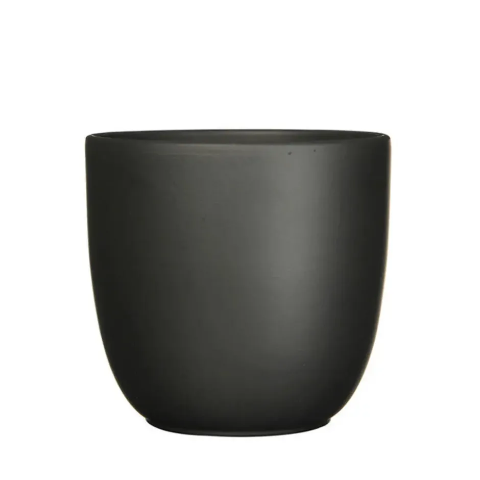 Mica Decorations Planten/bloempot Tusca - Zwart - D12/H11 cm