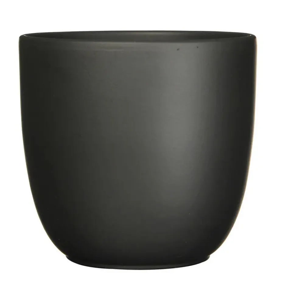 Mica Decorations Planten/bloempot Tusca - Zwart - D22/H20 cm