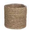 Mica Decorations Plantenmand - rotan - naturel met bruin - 20 cm