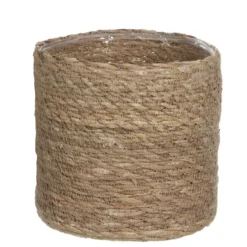 Mica Decorations Plantenmand - rotan - naturel met bruin - 20 cm