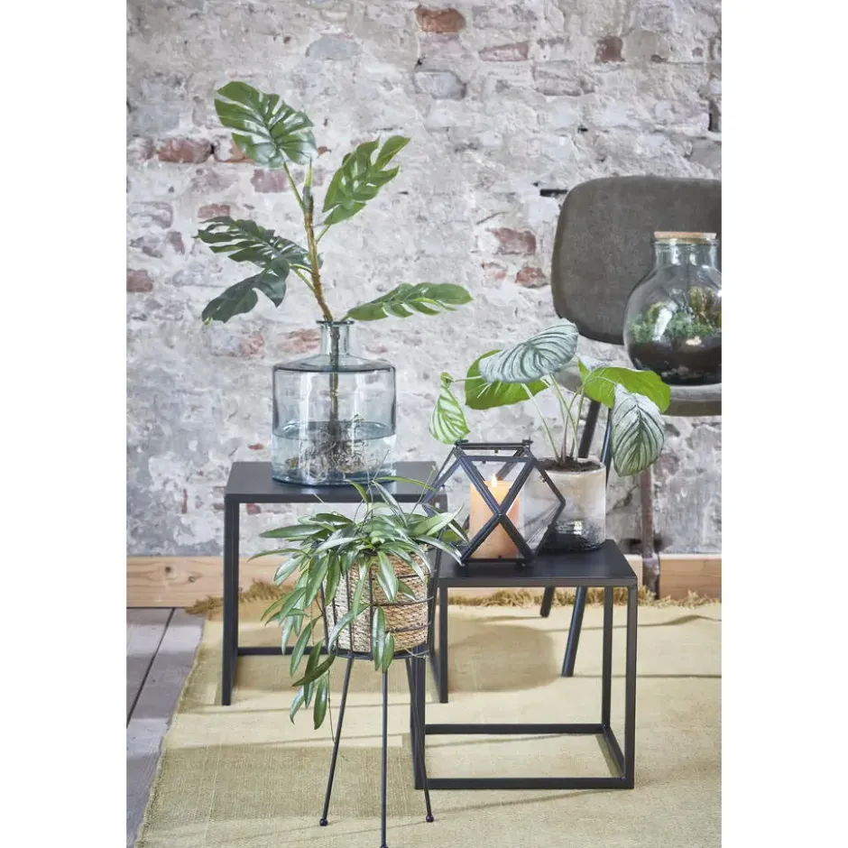 Mica Decorations Plantenmand - rotan - naturel met bruin - 20 cm