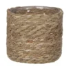 Mica Decorations Plantenmand - rotan - naturel met bruin - 14 cm