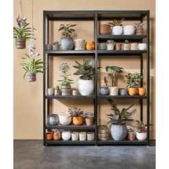 Mica Decorations Plantenmand - rotan - naturel met bruin - 14 cm