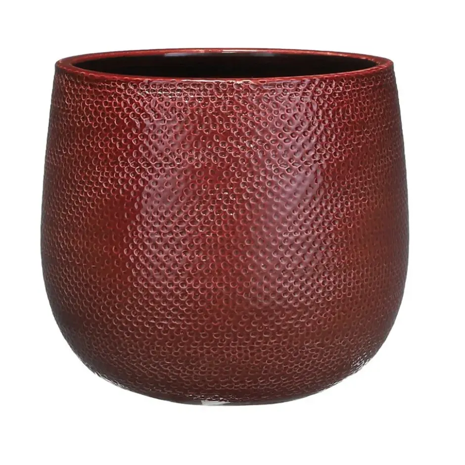 Mica Decorations Plantenpot - rood - keramiek - 19x21 cm