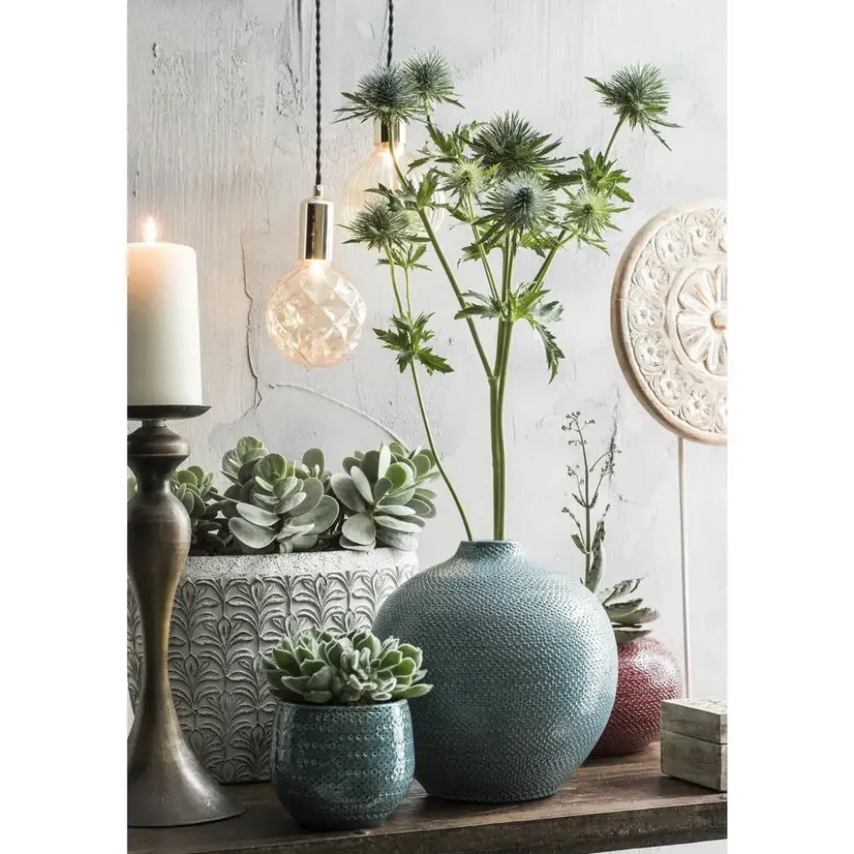 Mica Decorations Plantenpot - rood - keramiek - 19x21 cm