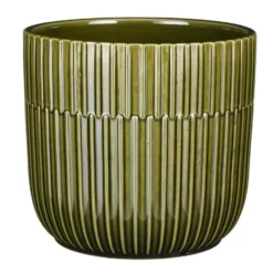 Mica Decorations - Plantenpot - groen - stripes - D17,5 x H16 cm