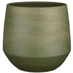 Mica Decorations Plantenpot - groen relief - terracotta - 30x28cm