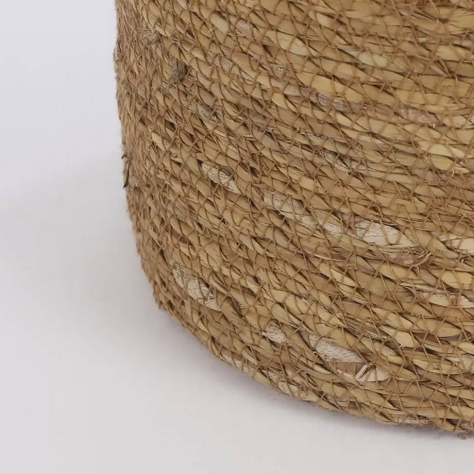 Mica Decorations Plantenpot - rotan - bruin - plantenmand - 18 x 18 cm