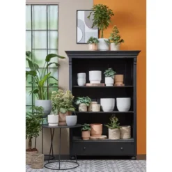 Mica Decorations Plantenpot - rotan - bruin - plantenmand - 20 x 20 cm