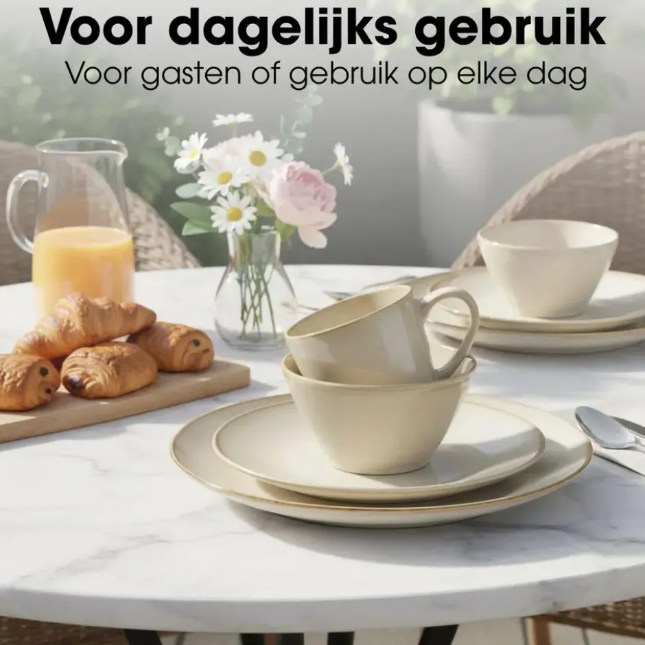 Mica Decorations Racco Serviesset 4 Persoons - Beige