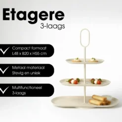Mica Decorations Rama Etagère – L48 x B20 x H55 cm – Crème