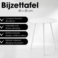 Mica Decorations Seatle bijzettafel wit - h45xd38cm