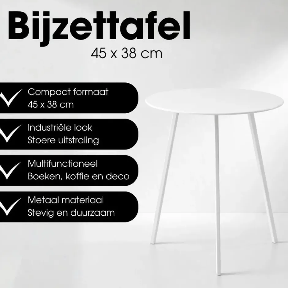 Mica Decorations Seatle bijzettafel wit - h45xd38cm
