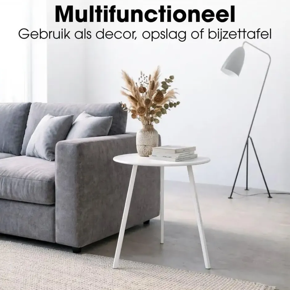 Mica Decorations Seatle bijzettafel wit - h45xd38cm