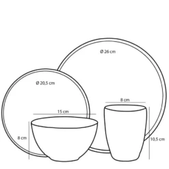 Mica Decorations Tabo Serviesset 4 persoons Keramiek Grijs