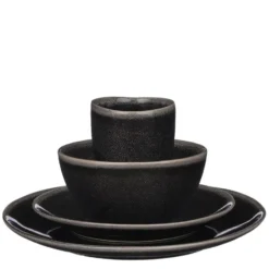 Mica Decorations Tabo Serviesset 4 persoons Keramiek Zwart