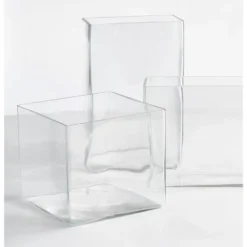 Mica Decorations Vaas - accubak - transparant - glas - 20 cm