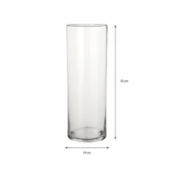 Mica Decorations Vaas - cilinder - glas - transparant - 55 cm