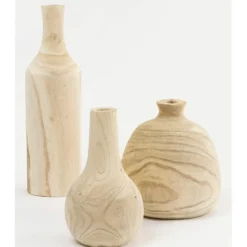 Mica Decorations Vaas - hout - bolvormig - 16 x 28 cm