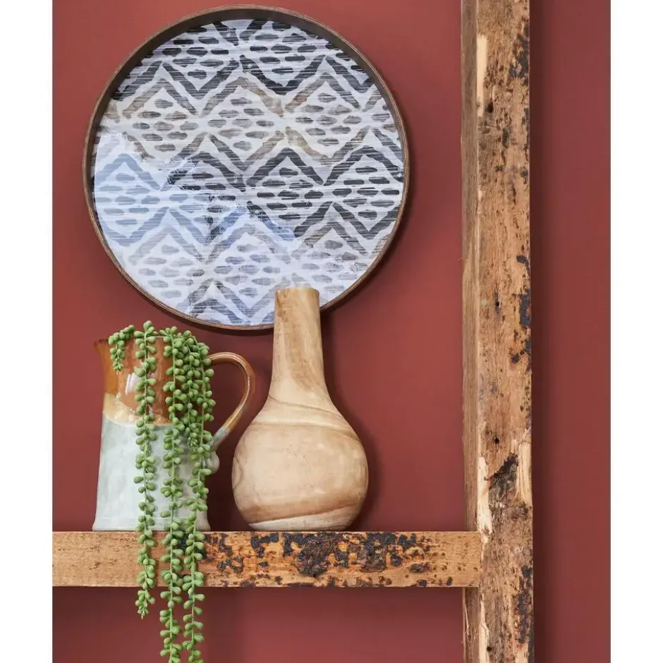 Mica Decorations Vaas - hout - bolvormig - 16 x 28 cm