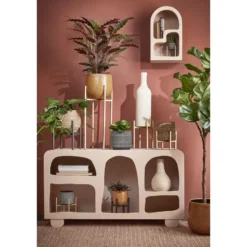 Mica Decorations Vaas - hout - bolvormig - 16 x 28 cm