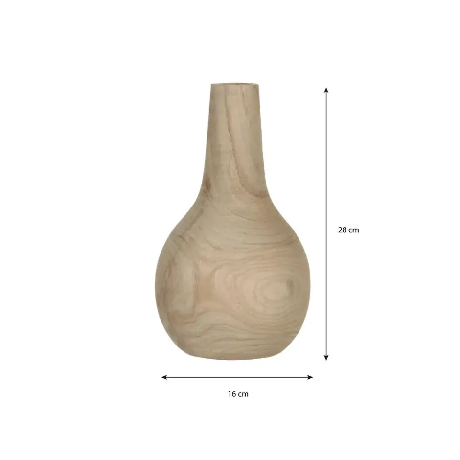 Mica Decorations Vaas - hout - bolvormig - 16 x 28 cm