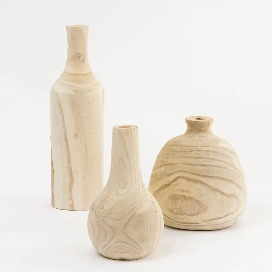Mica Decorations Vaas - hout - bruin - 14 x 47 cm